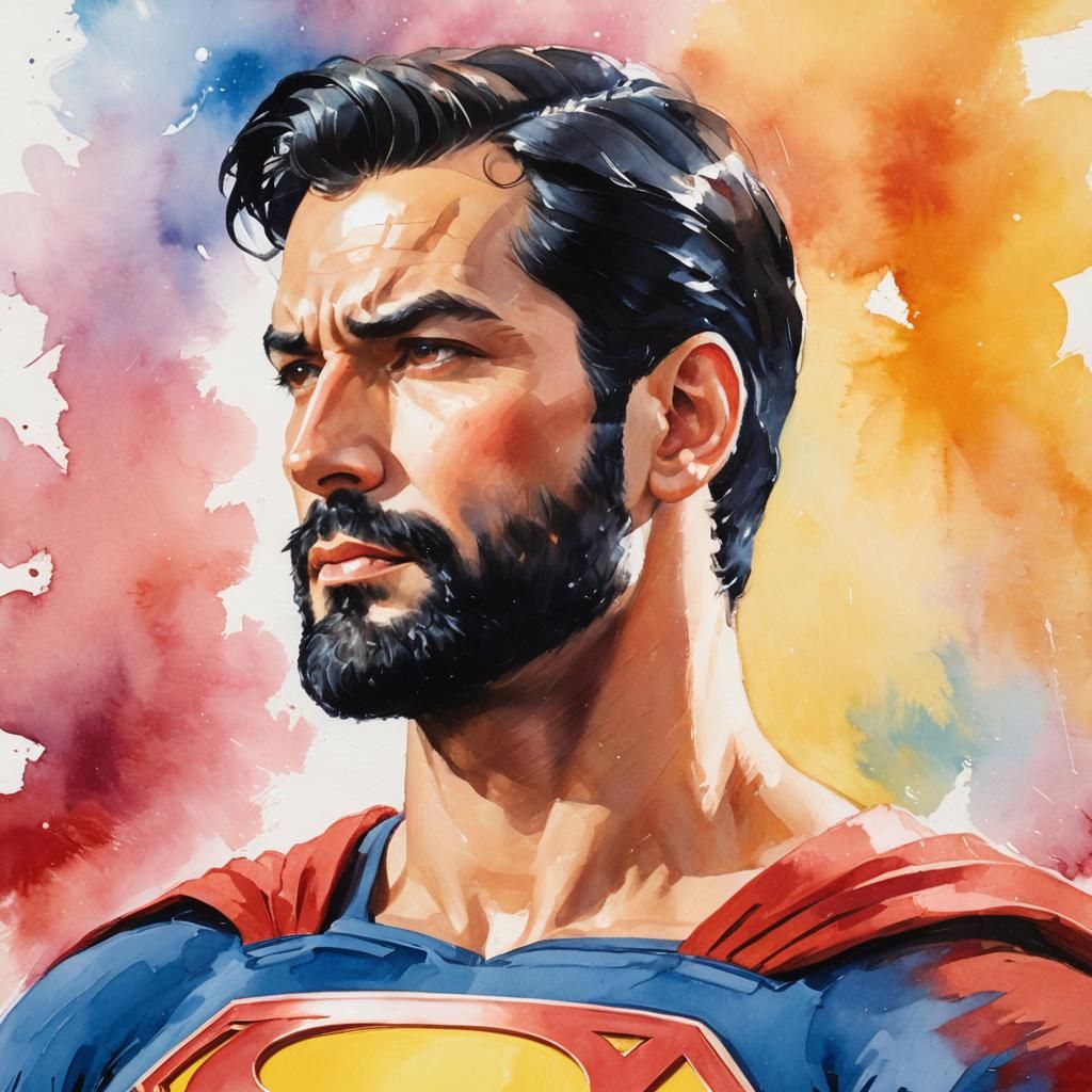 Iranian Superman Portrait in Neo-Impressionist Style