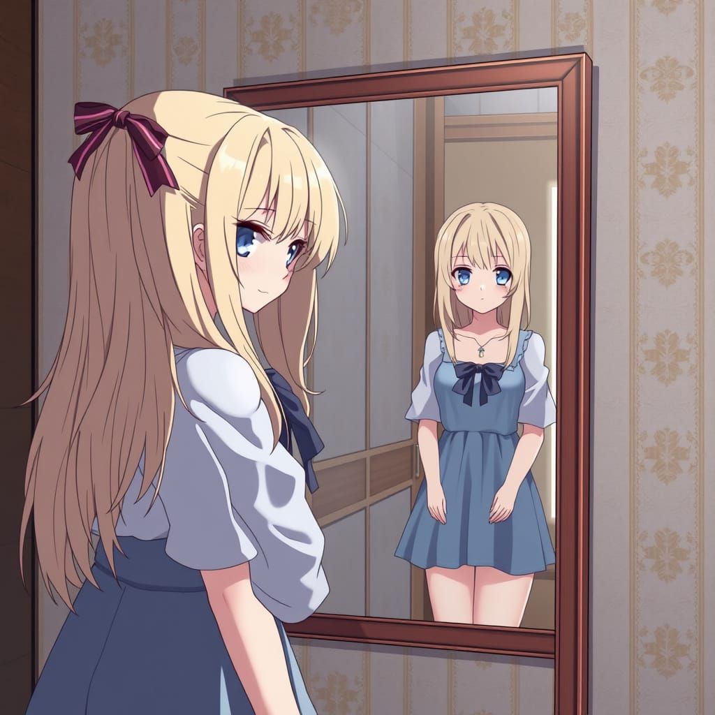 Anime Girl's Mirror Reflection Transforms Her Reality