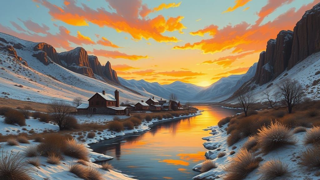 Village Twilight: Post-Impressionistic Harmony in Vivid Colo...