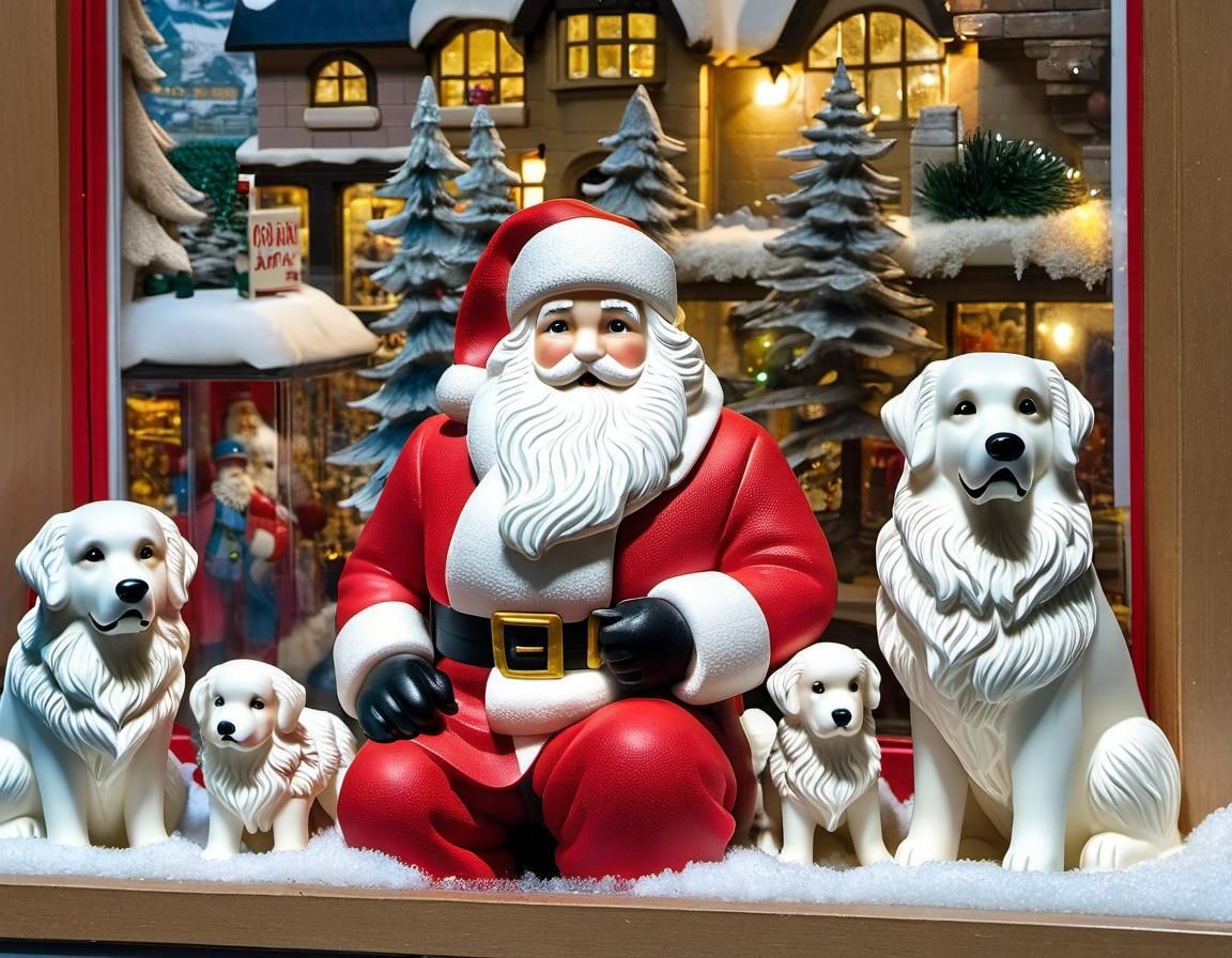 Winter Toy Shop Window Display with Santa