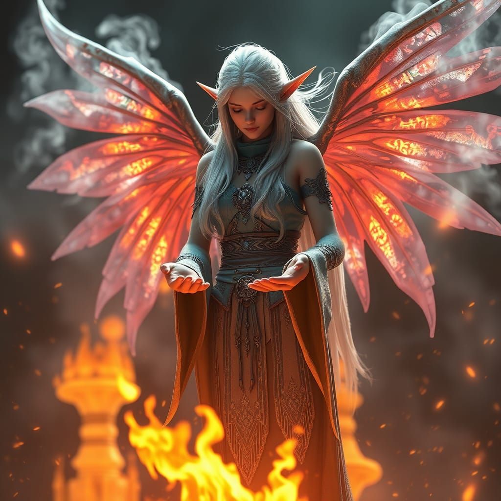 Elf Shaman Conjures Fire: 3D Game Cinematic