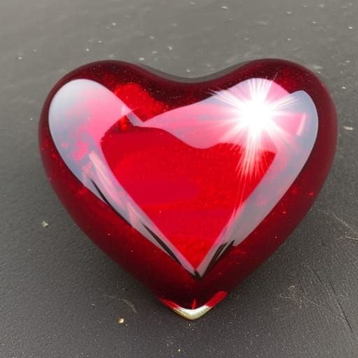 Red Glass Heart Blocking the Sun
