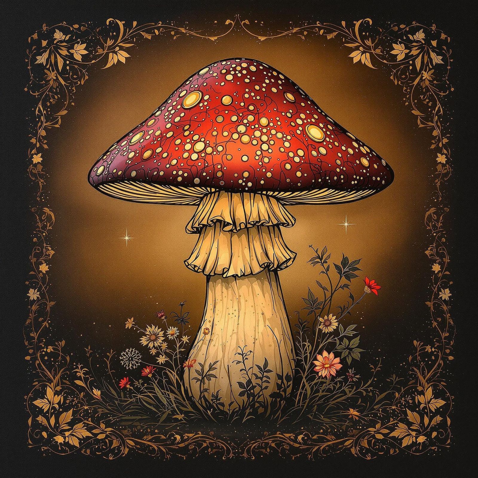 Mushroom Lantern in Fairycore Altered Art Style