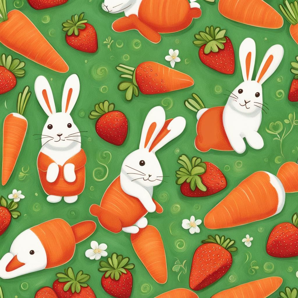 Adorable Carrot and Strawberry Bunnies