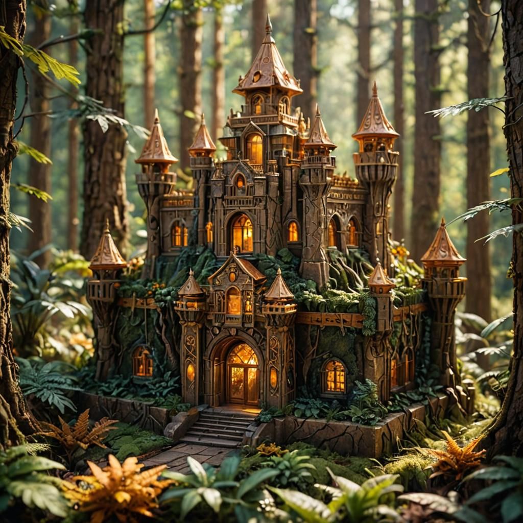 Art Deco Forest Fortress with Amber Accents