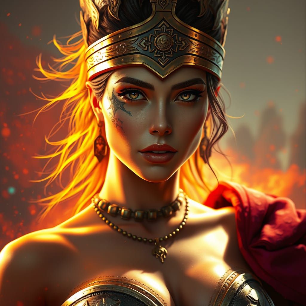 Goddess of the Colosseum in Vibrant Triadic Colors