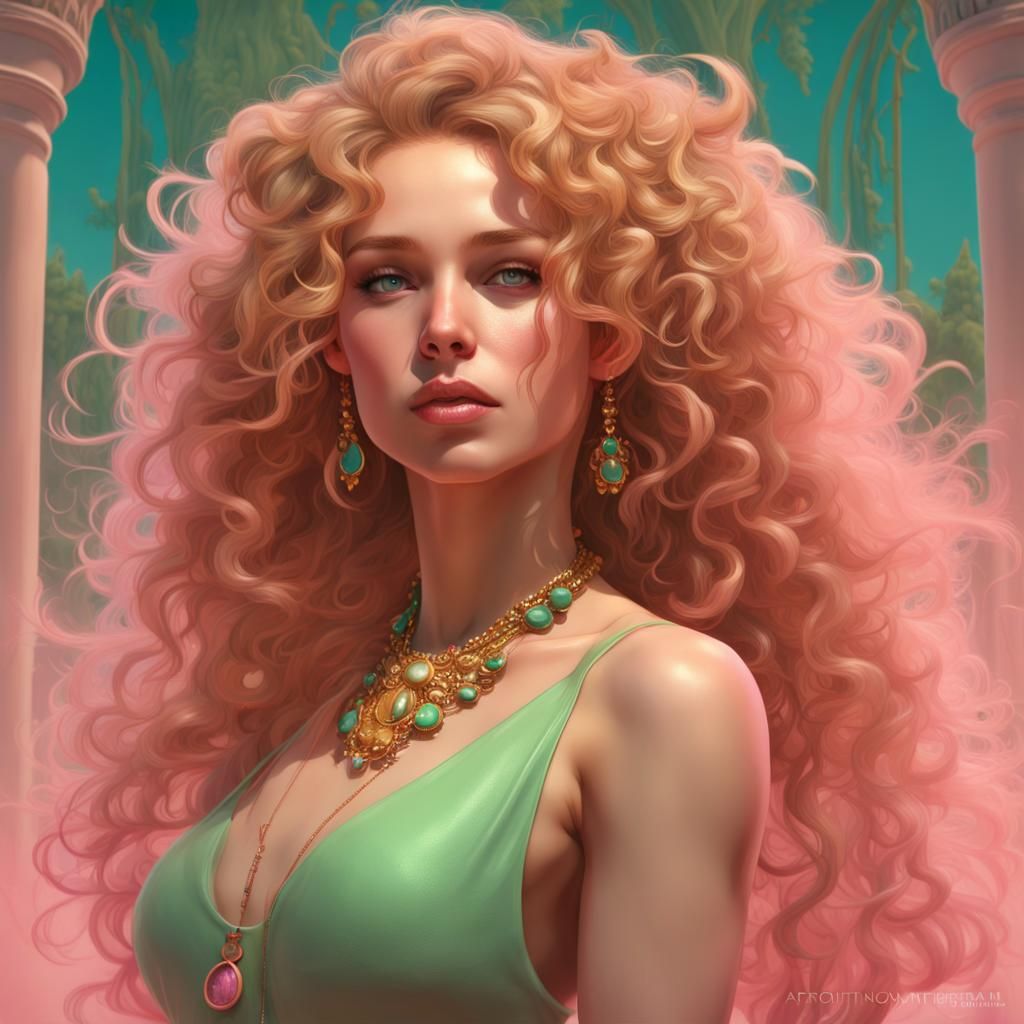 Olive Dress: Art Nouveau Portrait