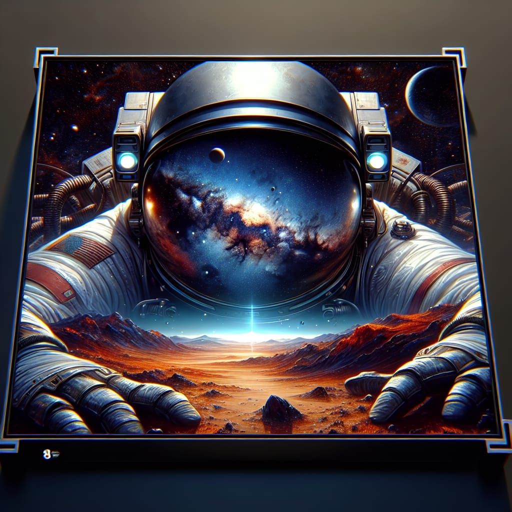 Astronaut in Barren Landscape: Detailed Matte Painting