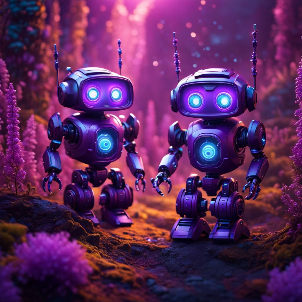 Purple Robots and Androids: Fantasy Concept Art
