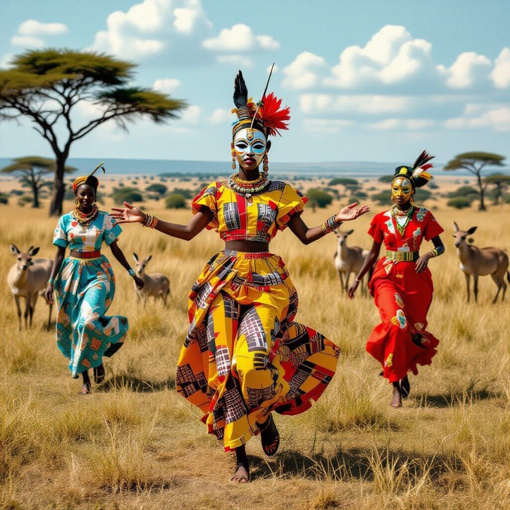 Afrofuturist Kenya 1950s: Animals Watch Tribal Dance