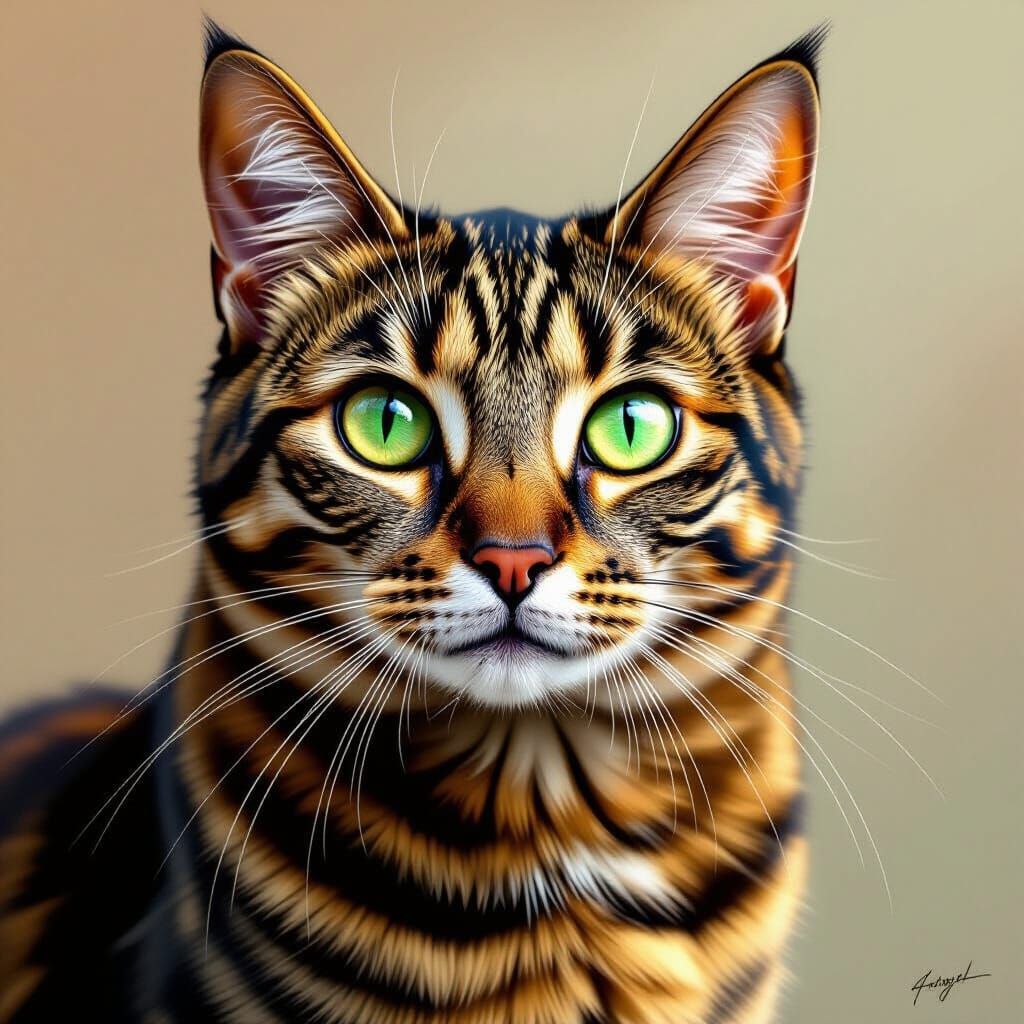 Photorealistic Digital Painting of a Sokoke Cat