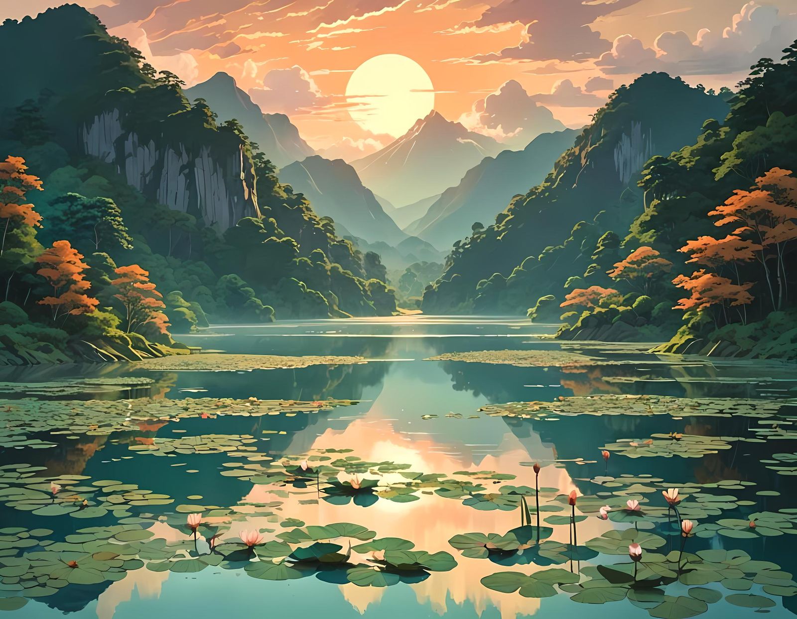 Cinematic Anime Background with Film Grain