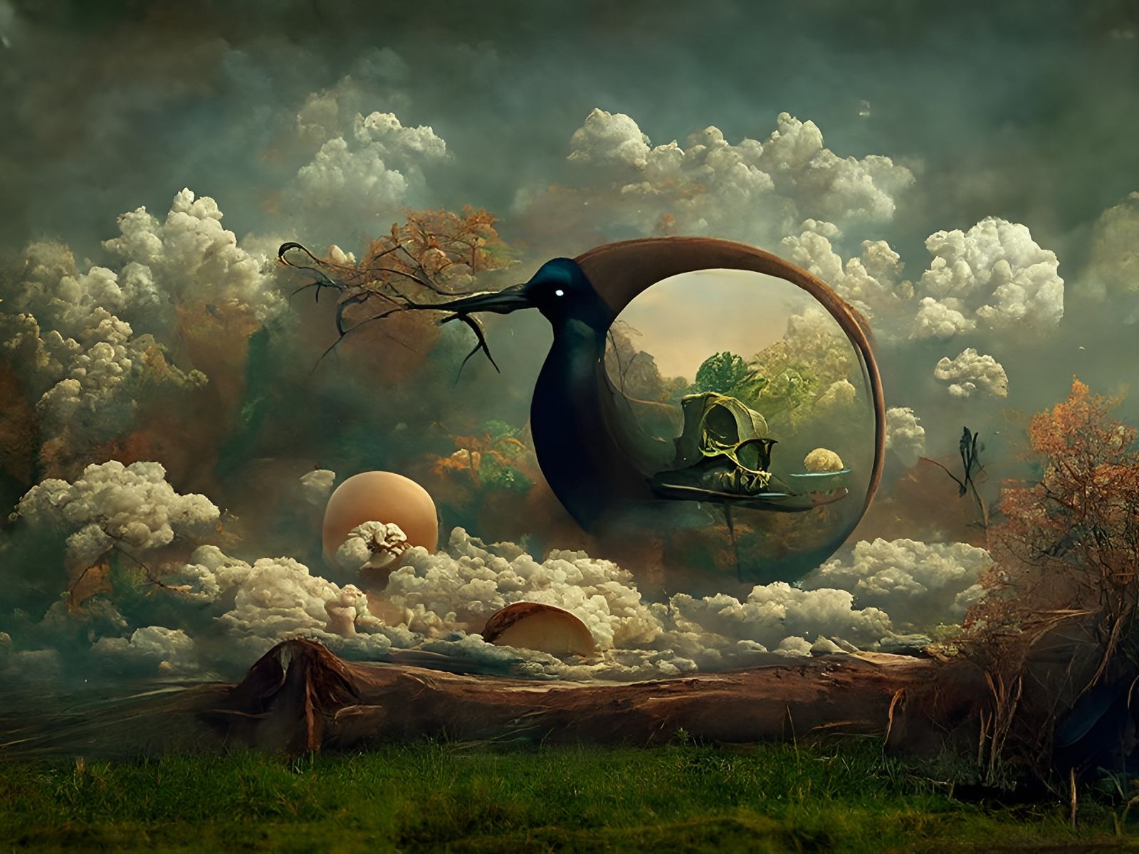 Surreal Symbolic Landscape in Detailed Painting Style