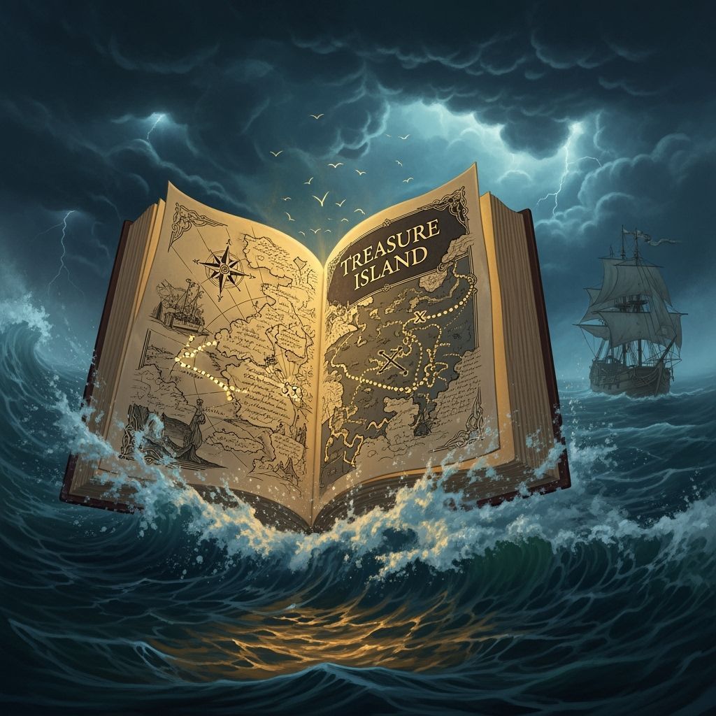 Treasure Island Book Floats on Stormy Seas