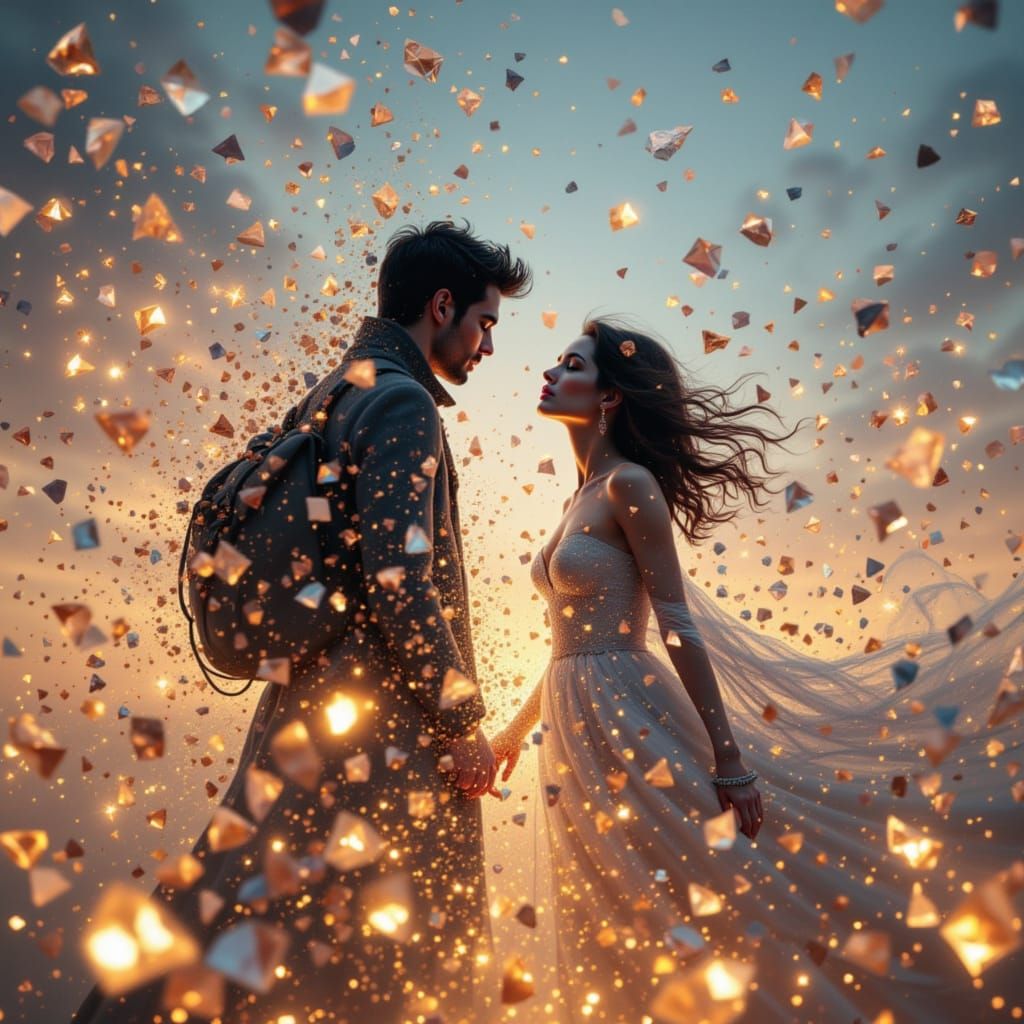 Surreal Dreamscape with Floating Islands and Cosmic Sky