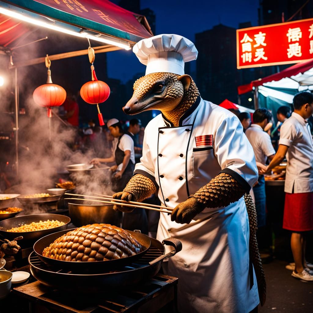 Pangolin Chef at Chinese night market