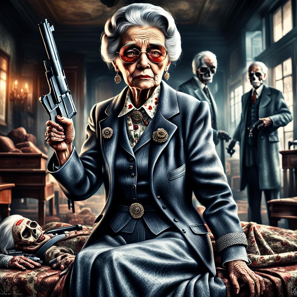 Hyperrealistic Mafia Queen with Gun