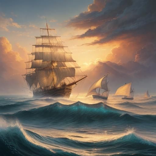 The Black Pearl Sailing Amidst Swirling Clouds