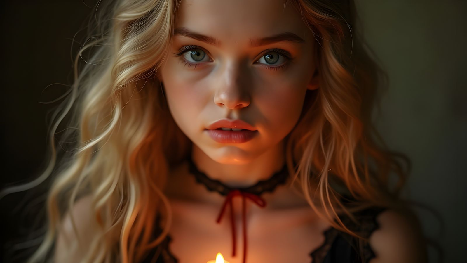Ethereal Teenage Beauty in Candlelit Intimacy