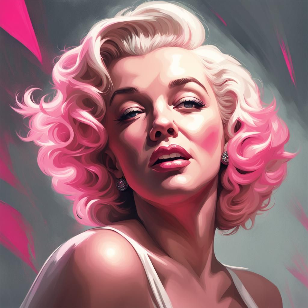 Marilyn Monroe Portrait with Pink Highlights
