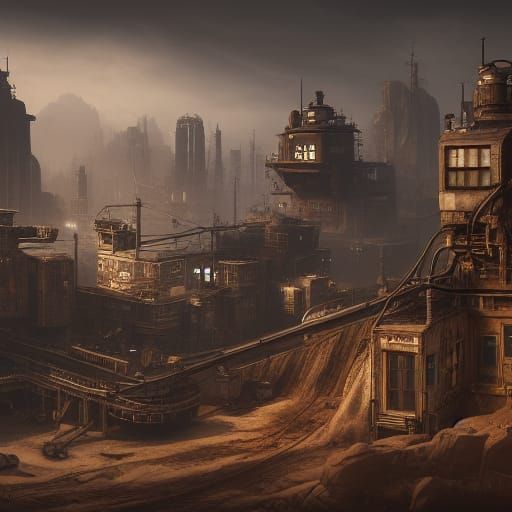 Detailed Dieselpunk Matte Painting in 8K Resolution