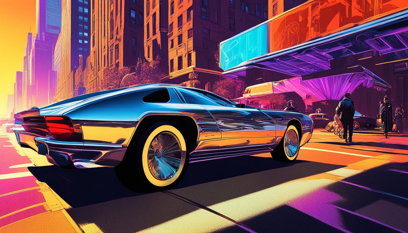 Futuristic Dieselpunk Cityscape at Golden Hour