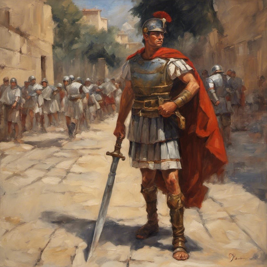 Roman Soldier in Oil Painting Style