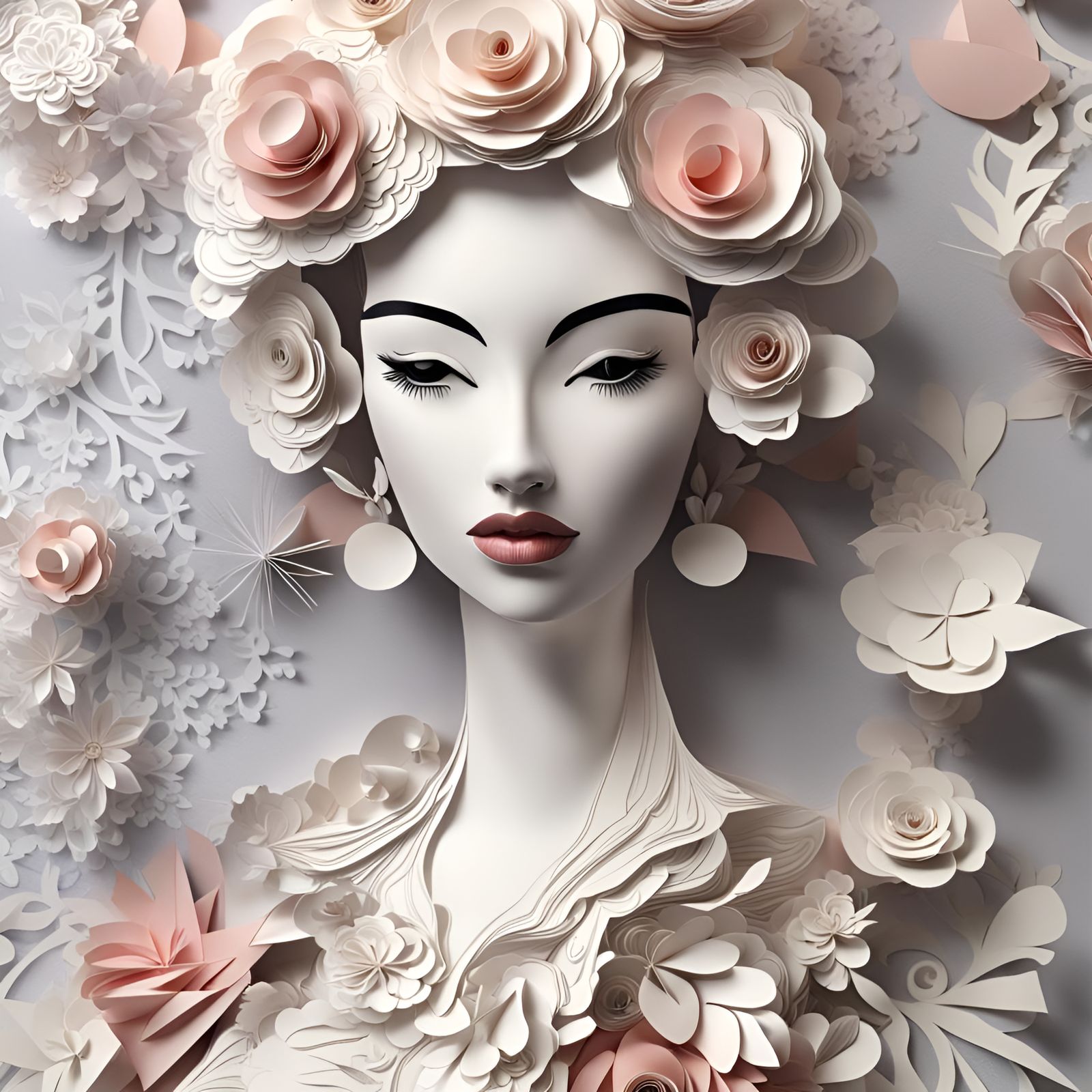 Detailed Paper Craft Lady: A Realistic Origami Creation