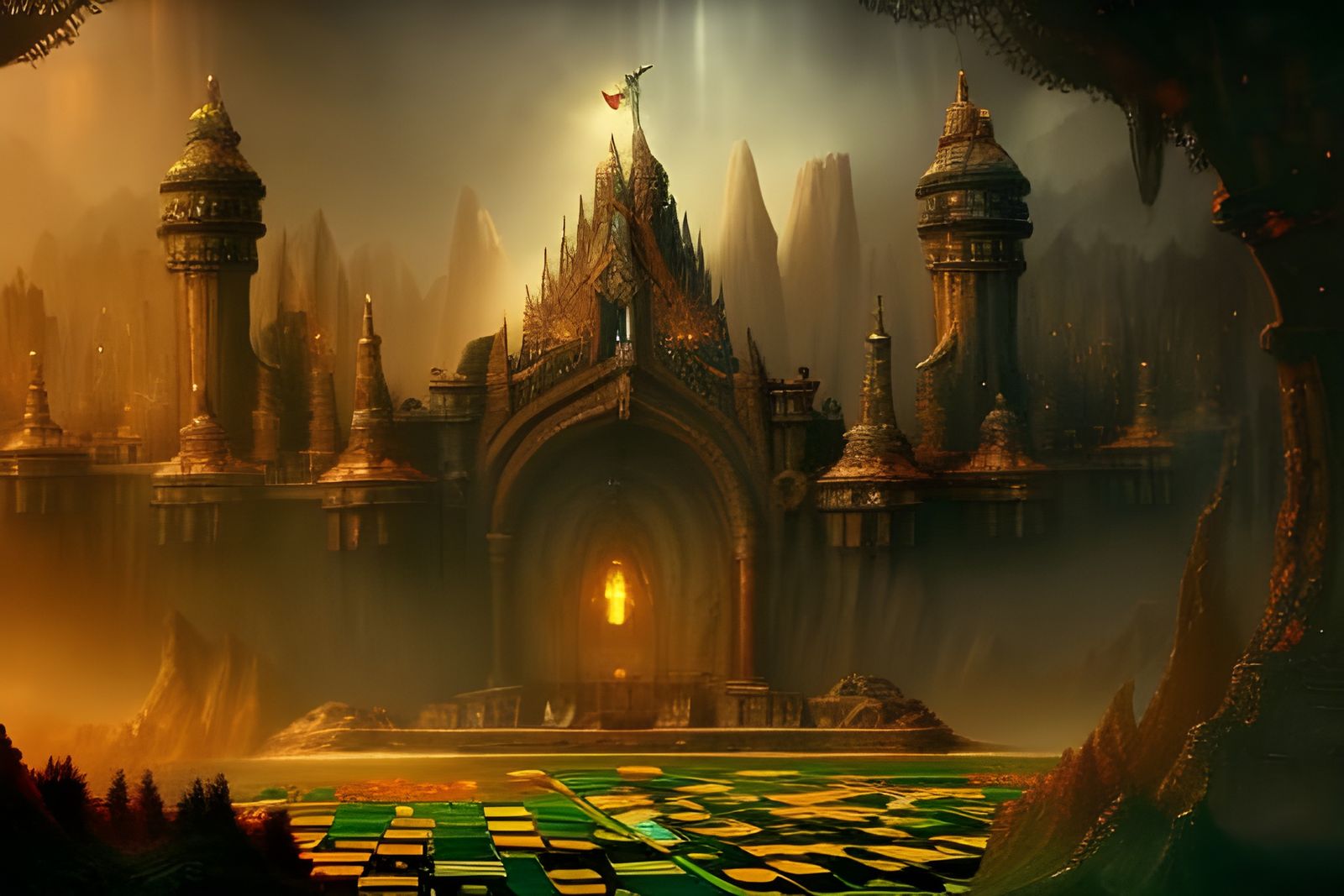 Playing Card Fantasy World: Detailed Digital Matte Painting