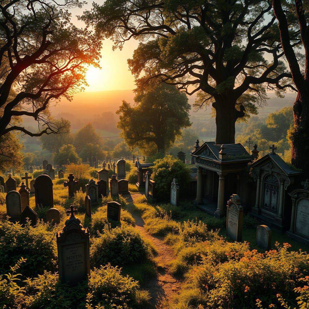 Abandoned German Cemetery in Lush Countryside