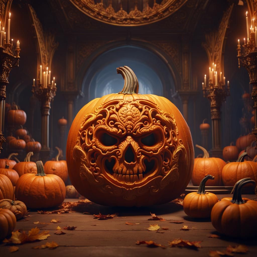 Pumpkin Carving Reveals Fantastical Palace Interior