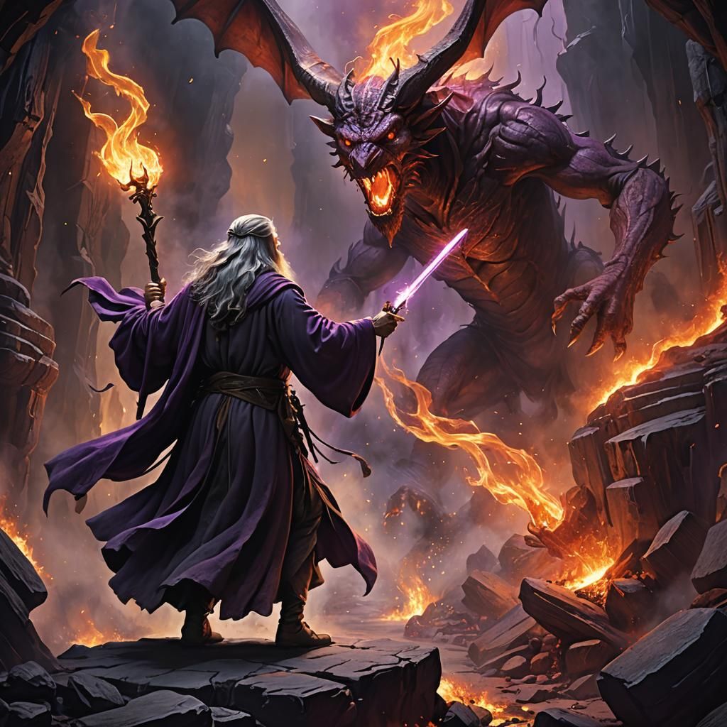 Gandalf vs. Balrog: Dark Fantasy Art in Mines of Moria