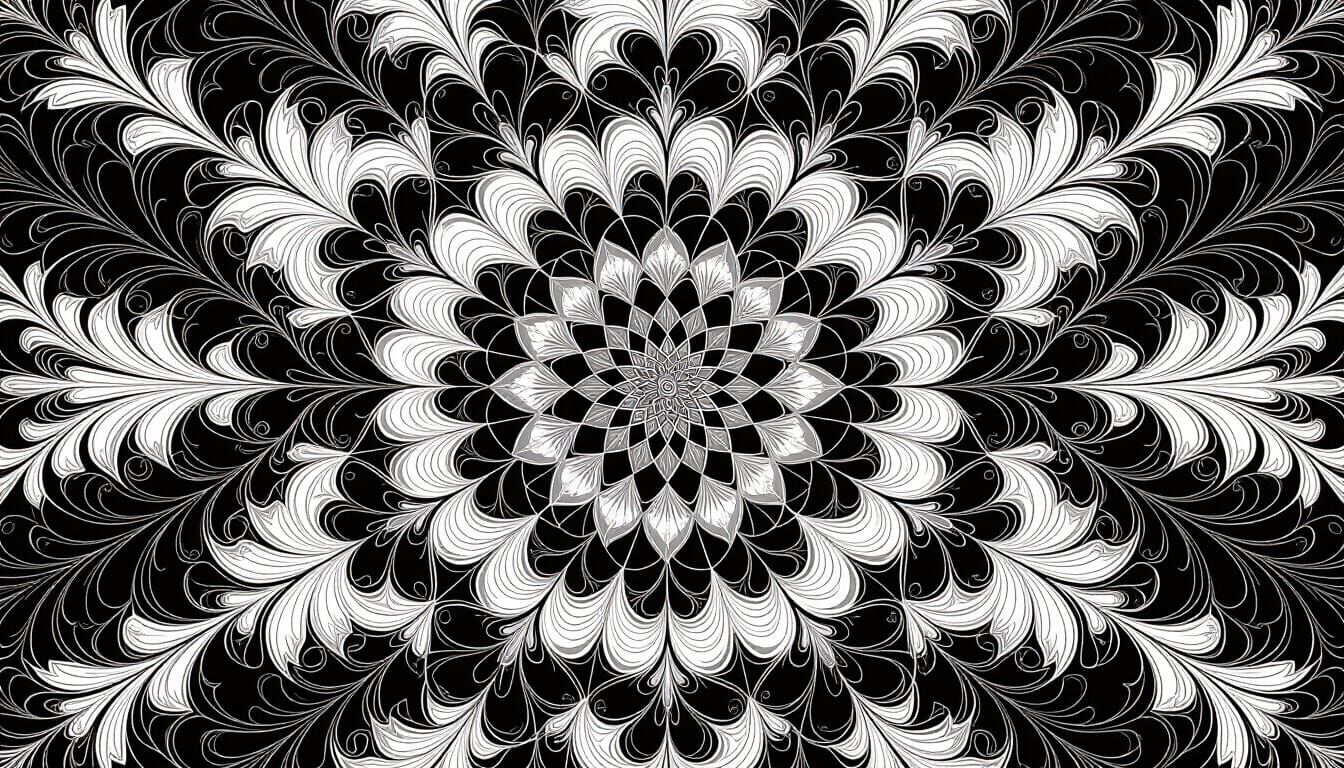 Monochrome Fractal Kaleidoscope in Surrealist Style