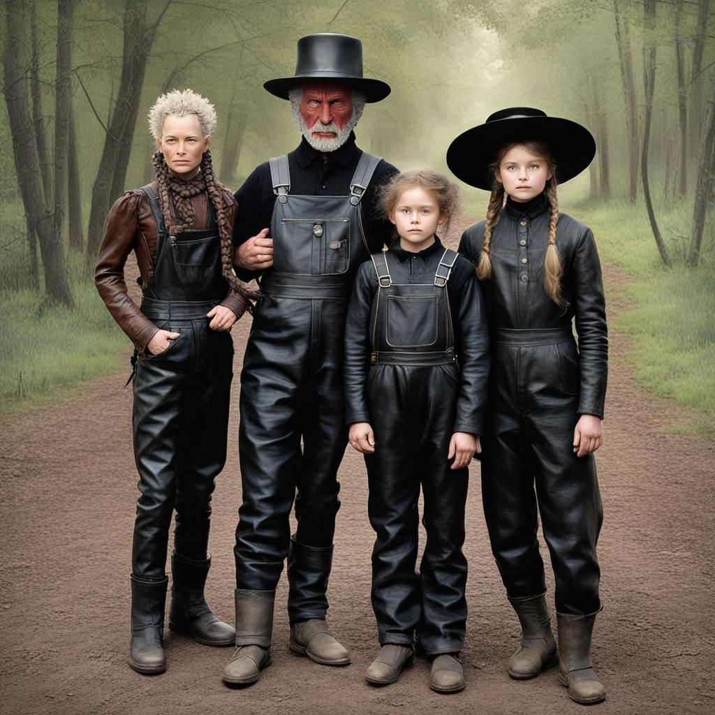 Hyperrealistic Pinhead as Pa Ingalls in Leather