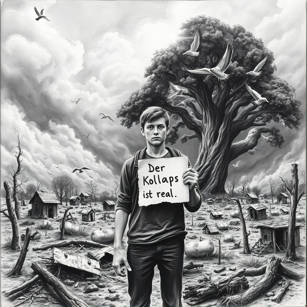 Postapocalyptic Landscape with a Young Figure