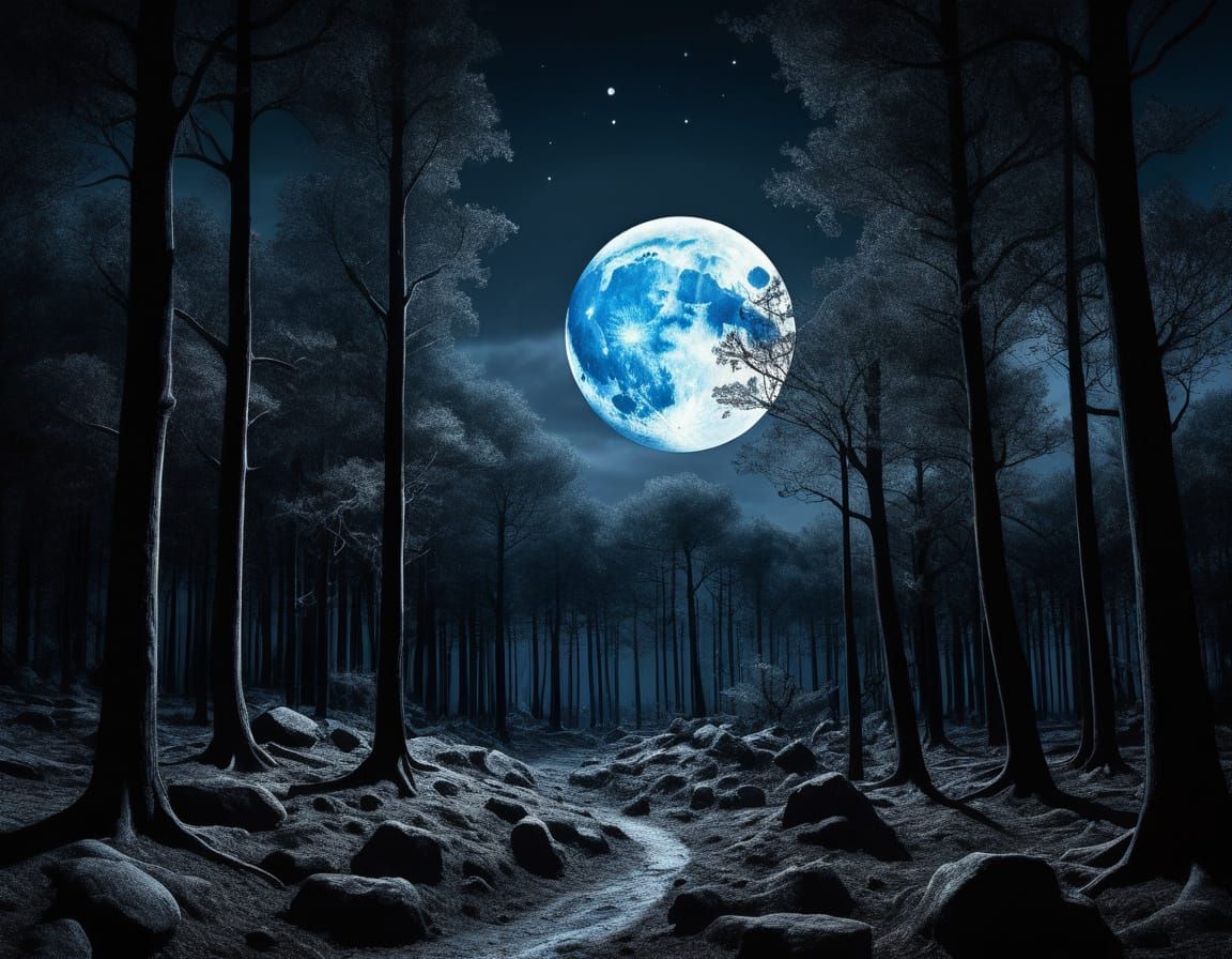 Ethereal Moonlit Forest in Hyper-Realistic Detail
