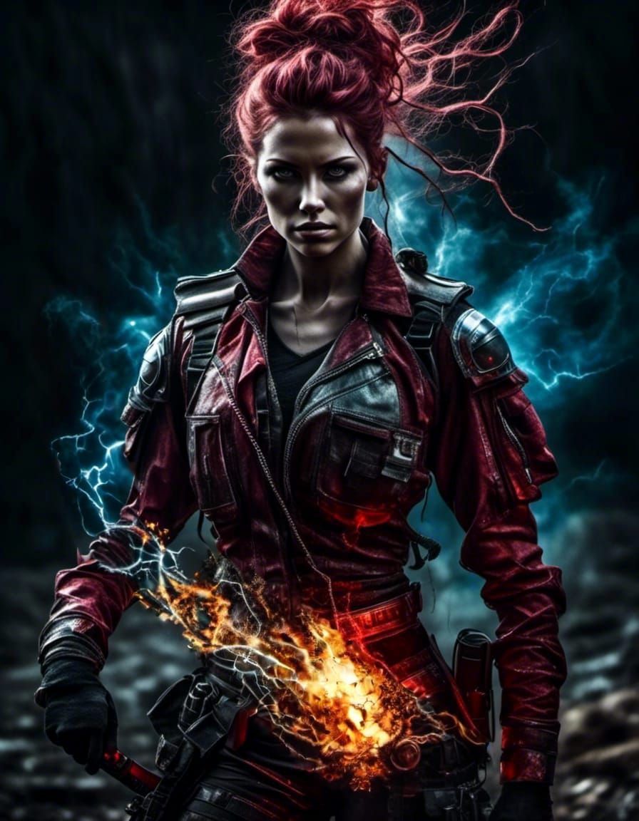 Hyperrealistic Lightning Sorcerer in Mixed-Media Style