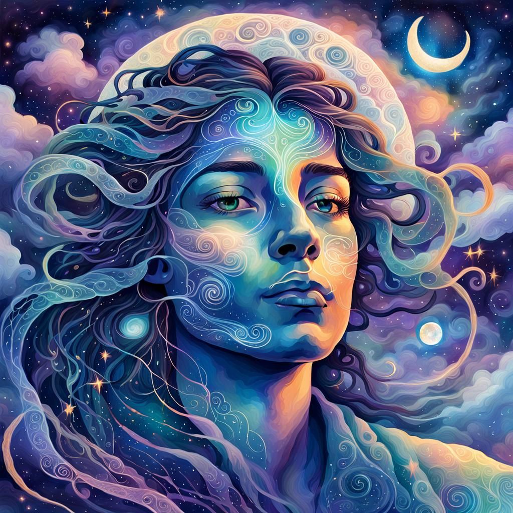 Dreamweaver in Pisces: a Cosmic Astral Illustration
