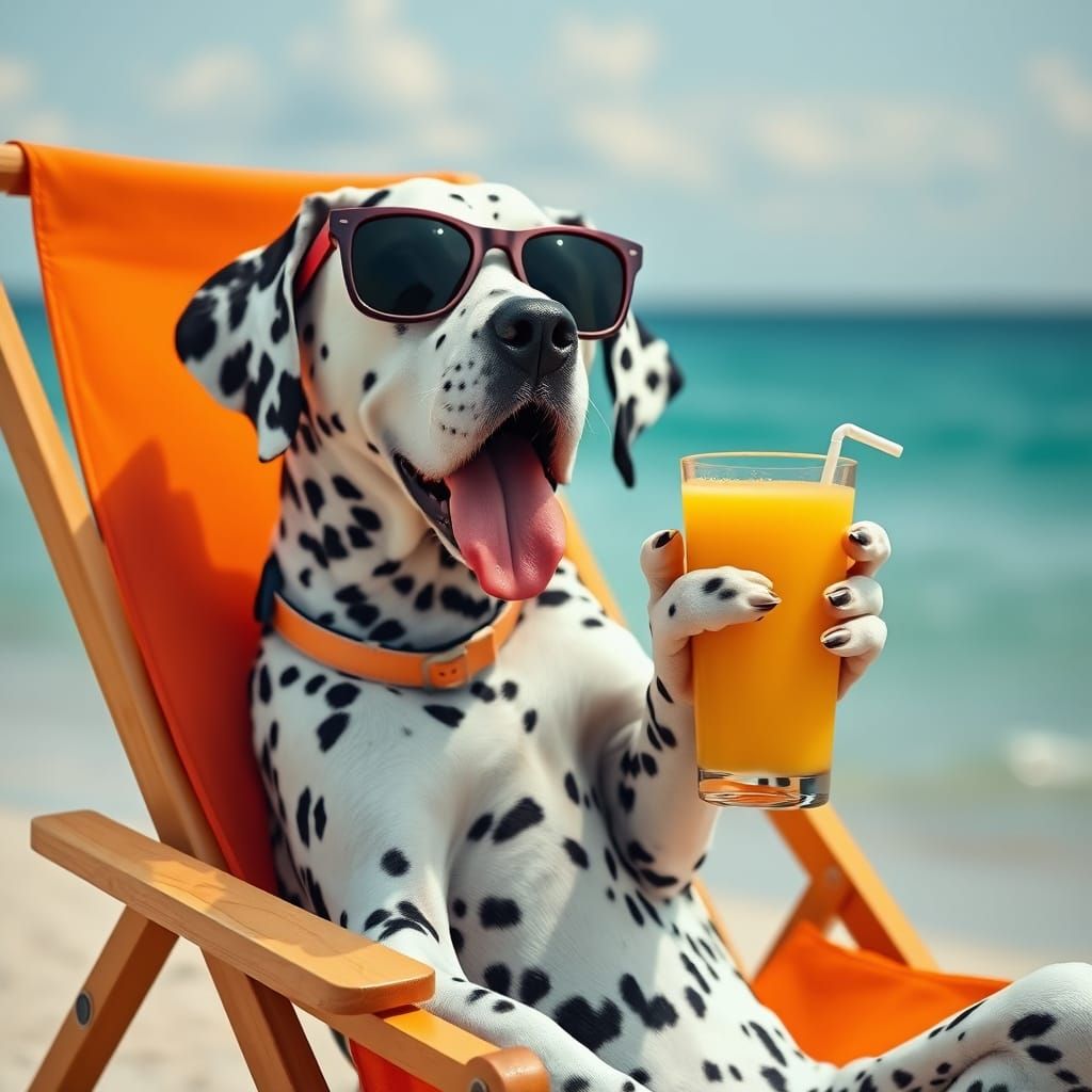 Realistic Summer Scene of a Dalmatian Dog Wearing Sunglasses