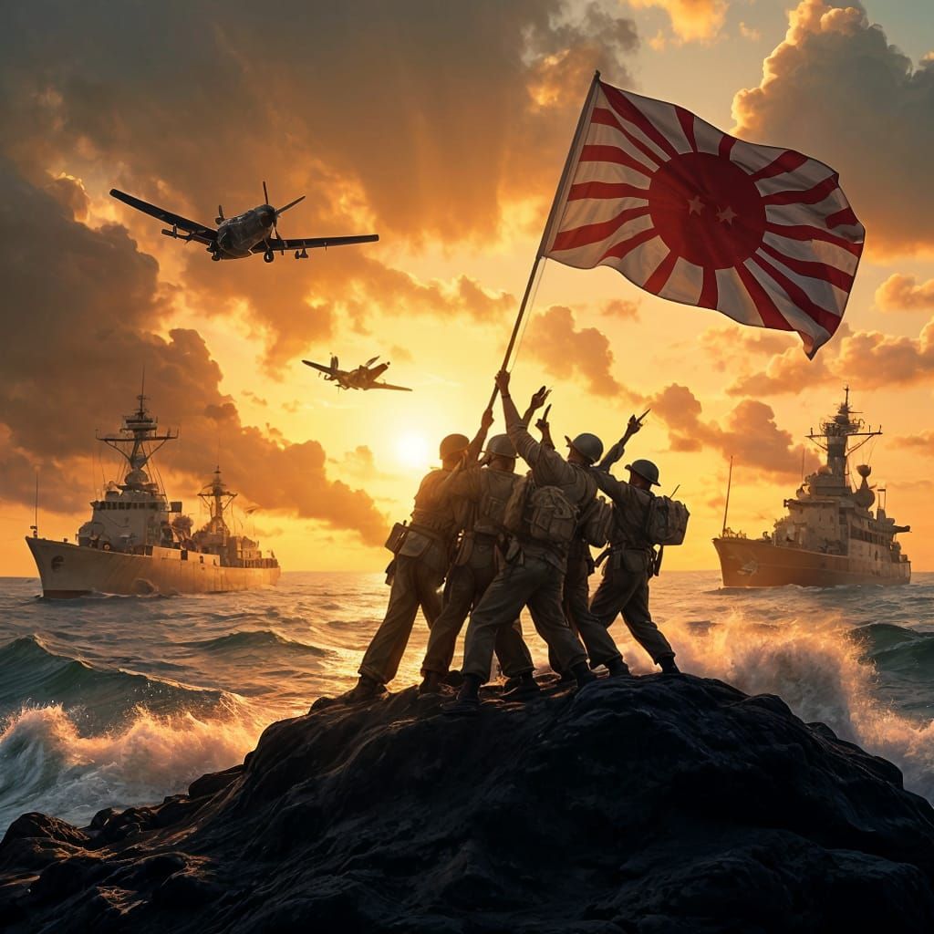 Semi-Realistic Digital Illustration of the Pacific War