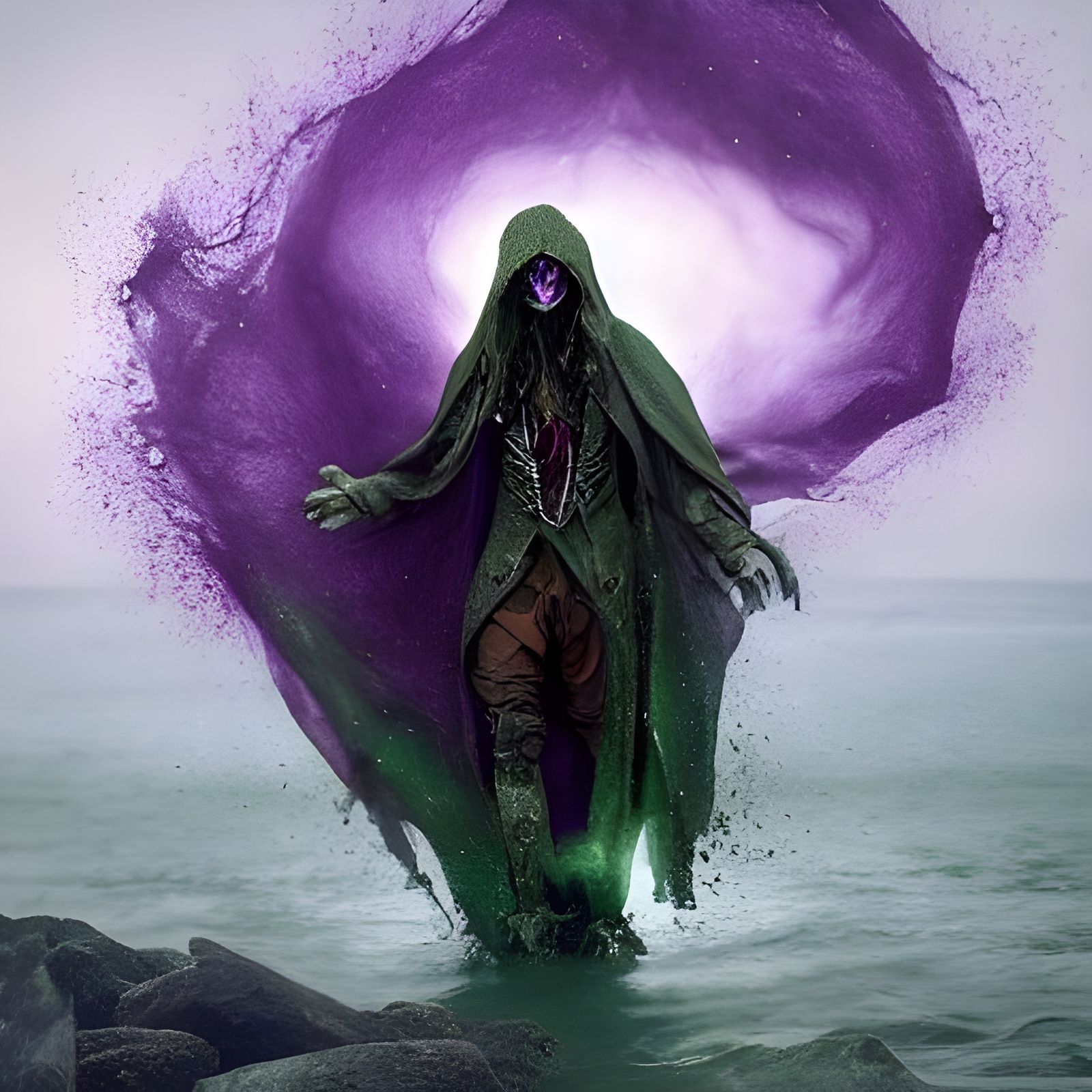 Ethereal Warlock in Bronze Armor with Magic