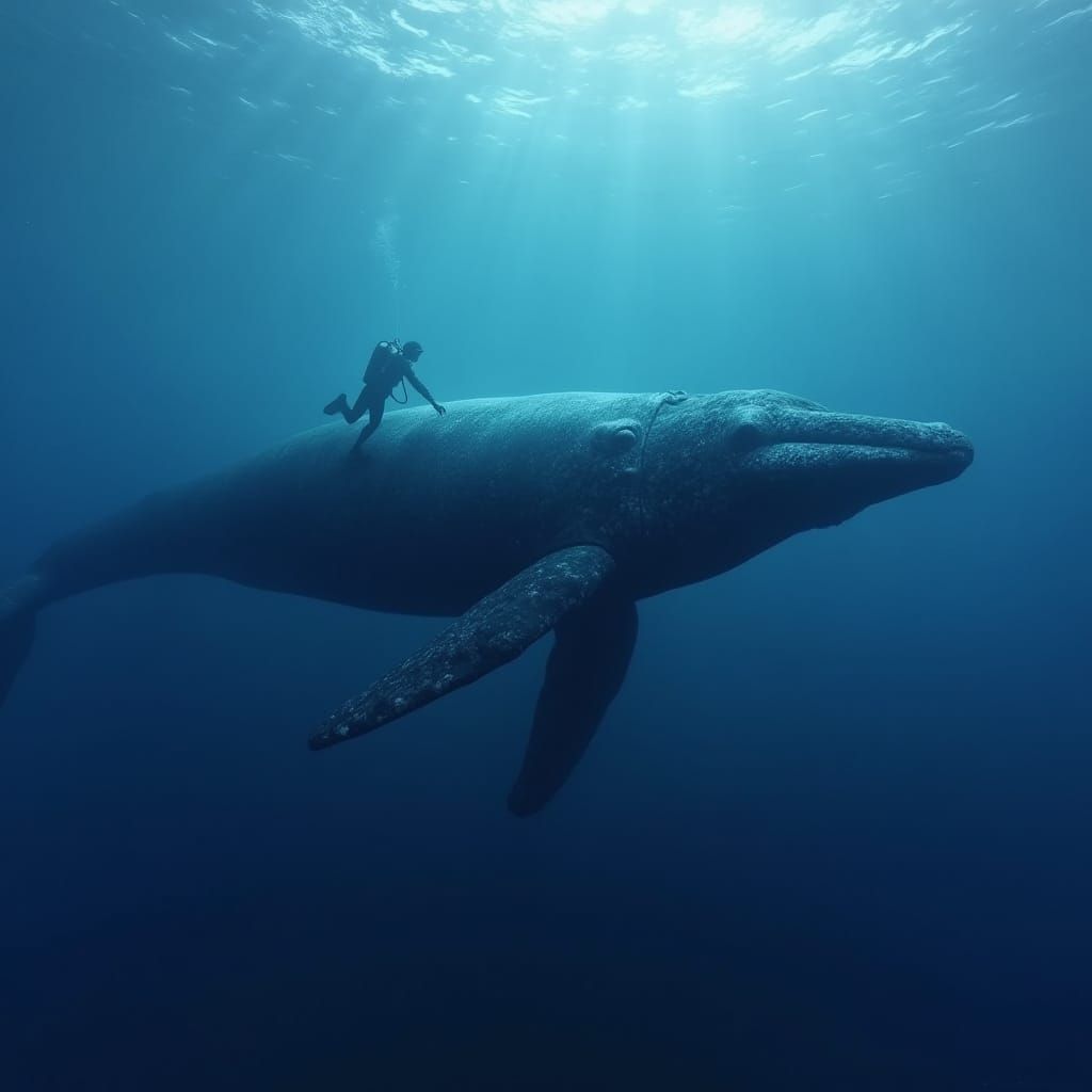 Whale Encounter in Deep Blue Waters