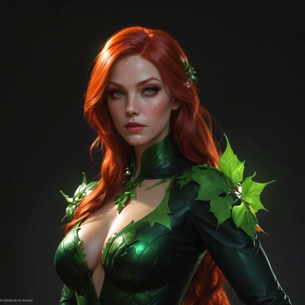 Poison Ivy Portrait in Art Nouveau Style