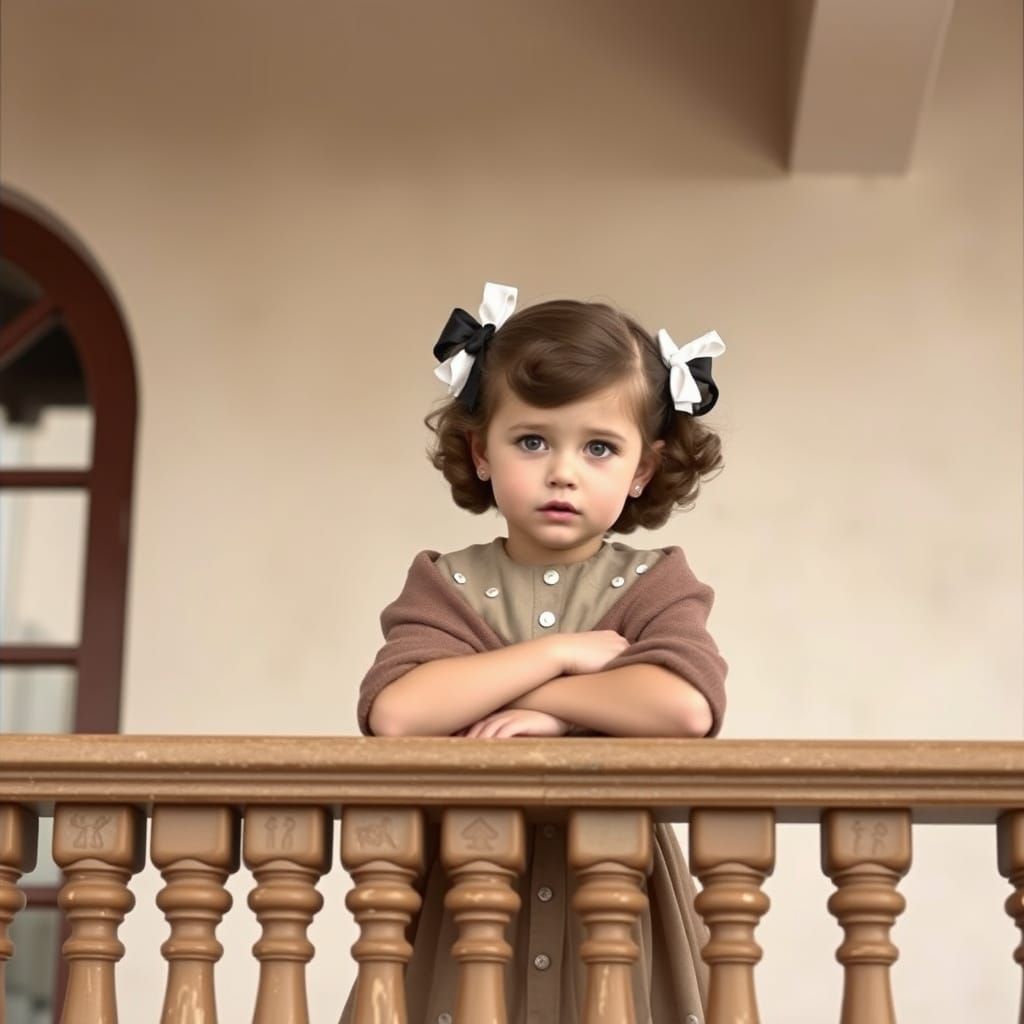 Vintage Spanish Colonial Girl in 1940s Dress