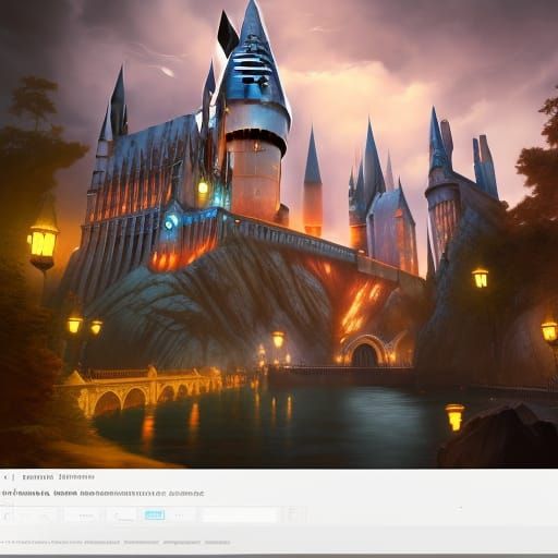 Hogwarts Concept Art in Orange and Teal