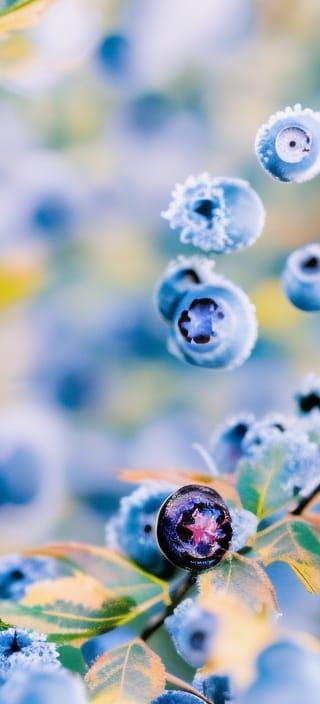 the first frost on  blueberries