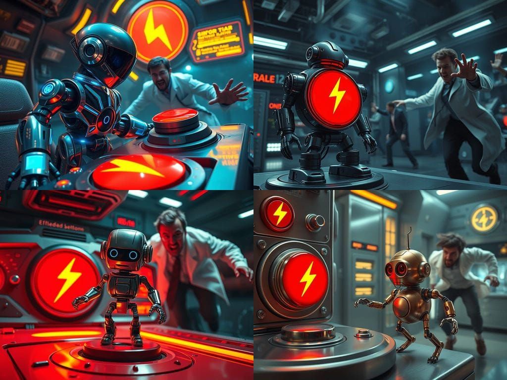 Little Robot on the Brink of Catastrophe in Cinematic Lighti...