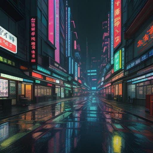Futuristic East Asian Cityscape at Dusk