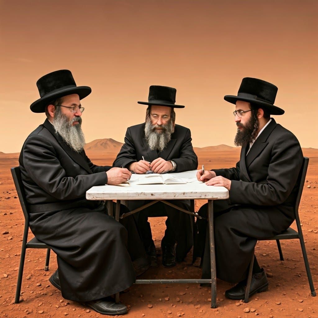 Hasidic Jewish Men Gather on Mars Colony