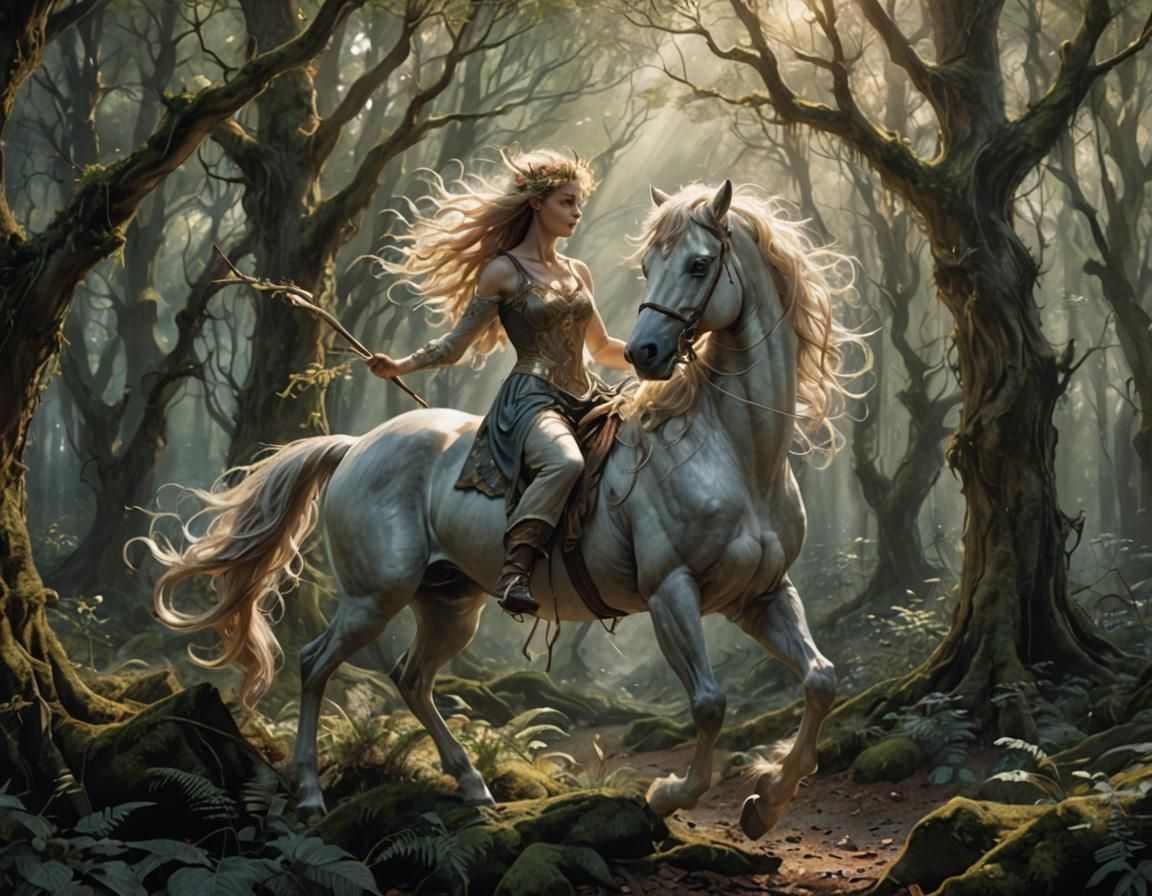 Enchanted Centaur in Mystical Forest: Fantasy Art